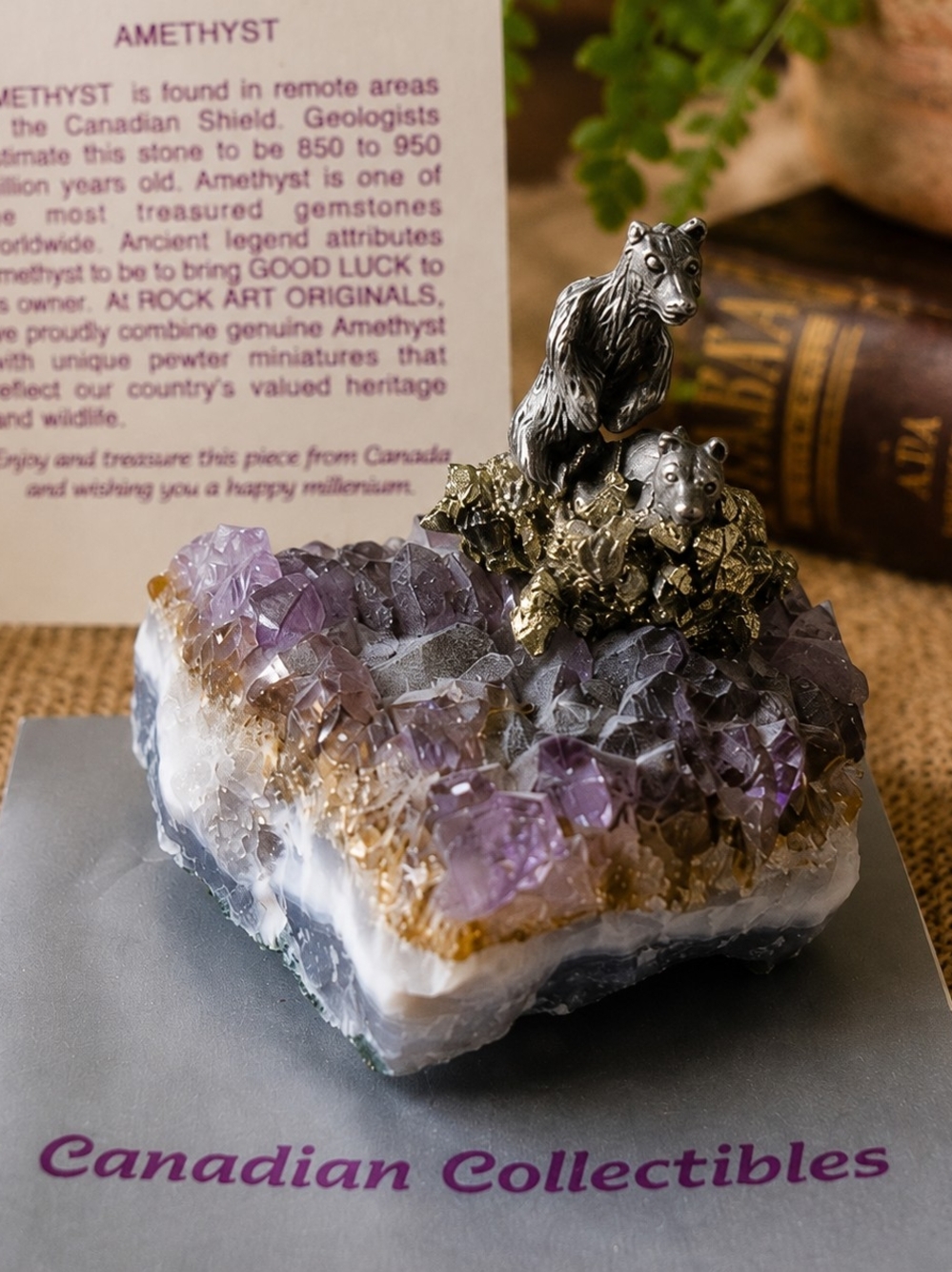 Rock Art Originals Amethyst Bear & Cub Pewter Figurine Canada